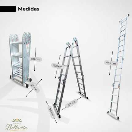 Escalera Articulada 4×4 – 16 Peldaños – Capacidad 150 kg – Uso Profesional