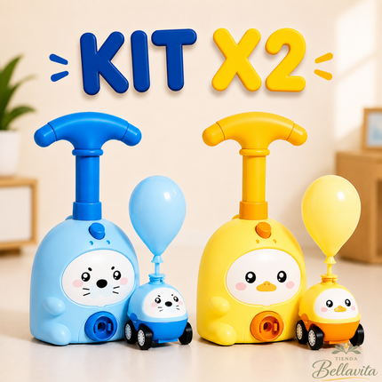 Kit x2 Autos Impulsados por Globos 2 en 1 | Con Lanzador Espacial
